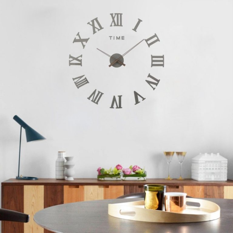 Horloge Murale 3D en BOIS - Chiffre Romain - Gris tunisie