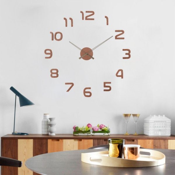 Horloge Murale 3D en BOIS - Chiffre Simple - Marron
