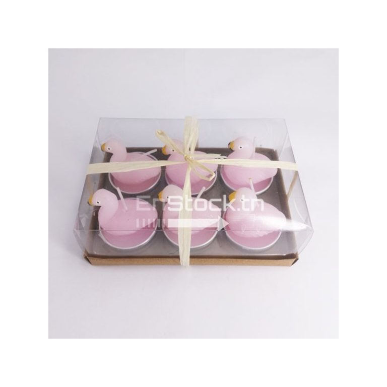 Lot bougie flamant rose avec pot – Image 4