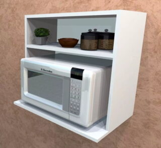 Element mural a 2 Niveaux pour micro-onde ou support micro ondes, meuble de cuisine