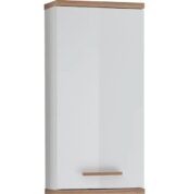 meuble salle de bain mural blanc et bois