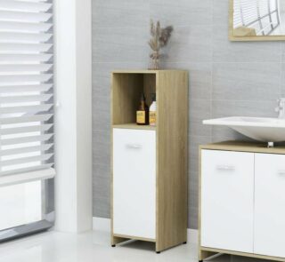 armoire salle de bain beige et blanc - 1 porte