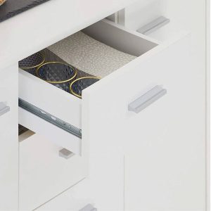 Commode meuble de rangement avec 4 tiroirs et 2 portes