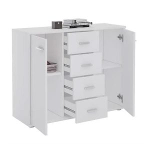 Commode meuble de rangement avec 4 tiroirs et 2 portes