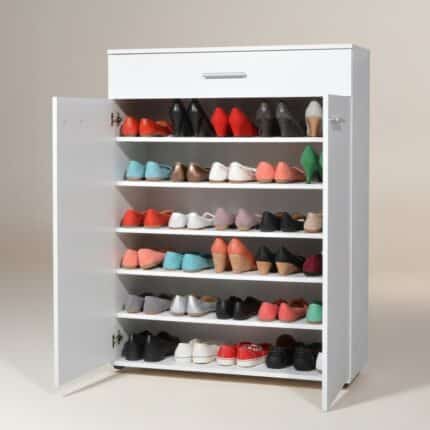 meuble porte chaussures 2 portes 1 tiroir blanc moderne en tunisie