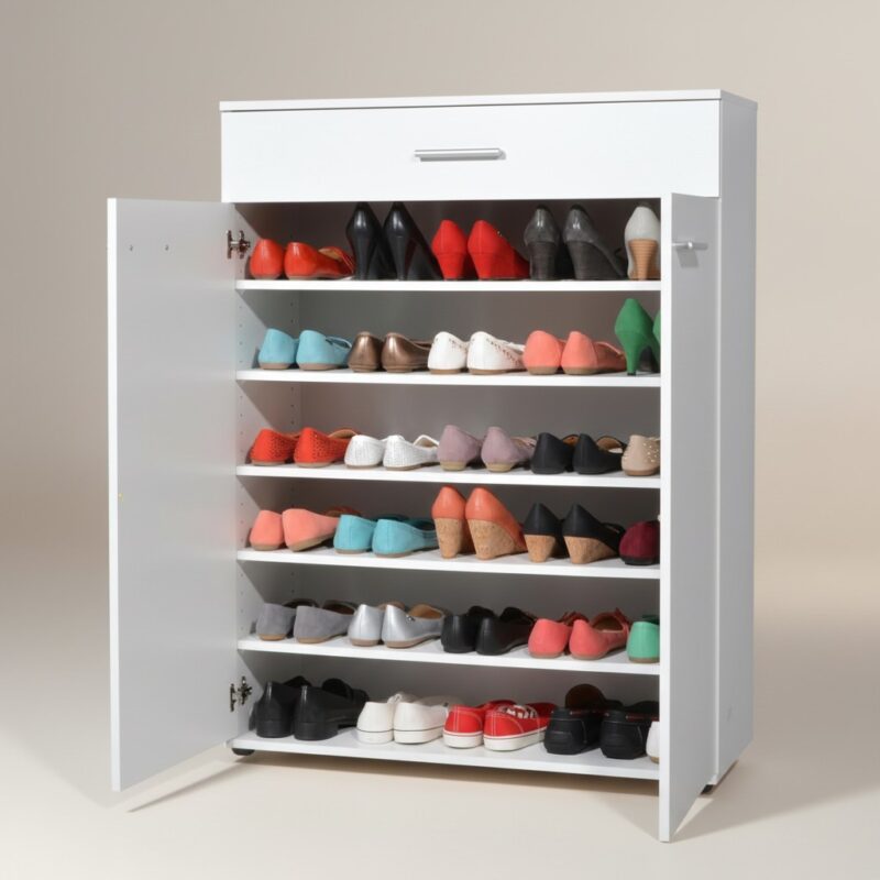 meuble porte chaussures 2 portes 1 tiroir blanc moderne en tunisie