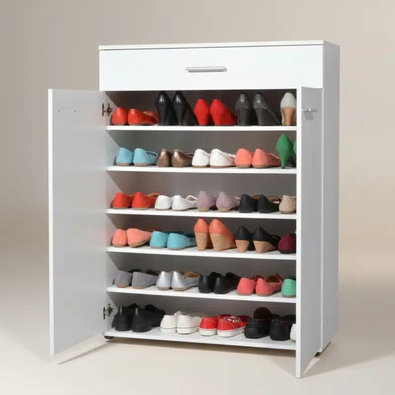 meuble porte chaussures 2 portes 1 tiroir blanc moderne en tunisie