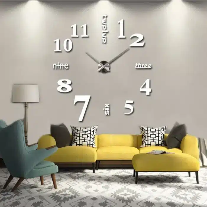 Horloge Murale 3d - silver