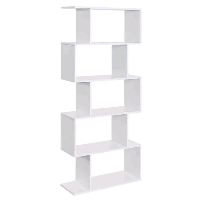 Bibliothèque Géométrique Blanche – 160 cm – Design Moderne – Image 3