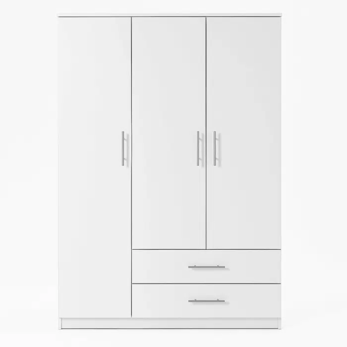 Dressing blanc moderne avec penderie et étagères – meuble pratique