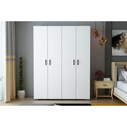 Armoire 4 portes rangement et penderie