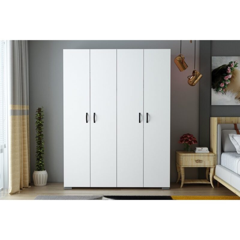 Armoire 4 portes rangement et penderie