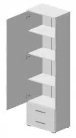 Armoire 1 porte et 2 tiroirs- chêne et blanc