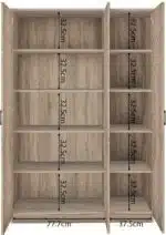 Armoire pour Vêtements 3 Portes et 8 Étagères