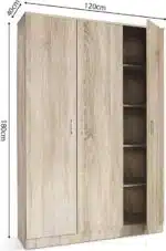 dressing Armoire pour Vêtements 3 Portes et 8 Étagères