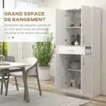 Vue intérieure d’un meuble cuisine 4 portes avec espace de rangement optimisé