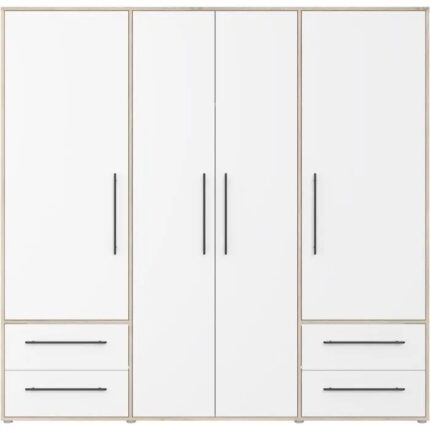 dressing 4 portes et 4 tiroirs chêne sonoma et blanc mat Tunisie