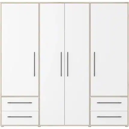 dressing 4 portes et 4 tiroirs chêne sonoma et blanc mat Tunisie