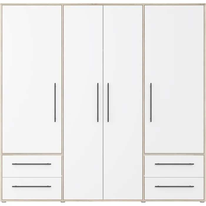 dressing 4 portes et 4 tiroirs chêne sonoma et blanc mat Tunisie