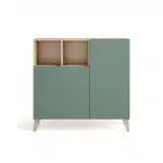 Porte chaussures moderne 2 portes vertes – chêne clair H87xL90xP35 cm