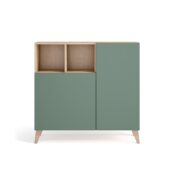 Porte chaussures moderne 2 portes vertes – chêne clair H87xL90xP35 cm