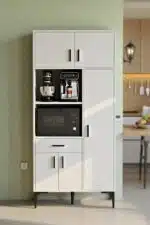 Armoire cuisine 5 portes 1 tiroir blanche vue de face