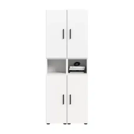 Armoire de rangement 4 portes et 2 niches blanche en tunisie