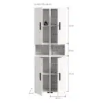 Armoire de rangement 4 portes et 2 niches blanche moderne