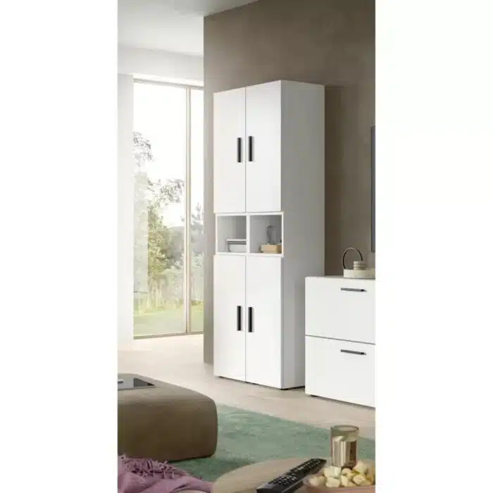 Armoire de rangement 4 portes et 2 niches blanche tunisie (2)