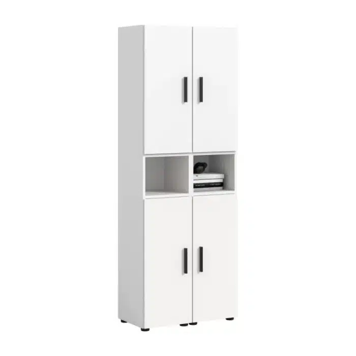 Armoire de rangement 4 portes et 2 niches blanche tunisie