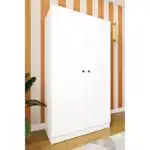 Armoire dressing 2 portes blanche et chêne avec penderie et étagères (1)