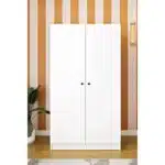 Armoire dressing 2 portes blanche et chêne avec penderie et étagères (3)