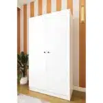 Armoire dressing 2 portes blanche et chêne avec penderie et étagères (4)