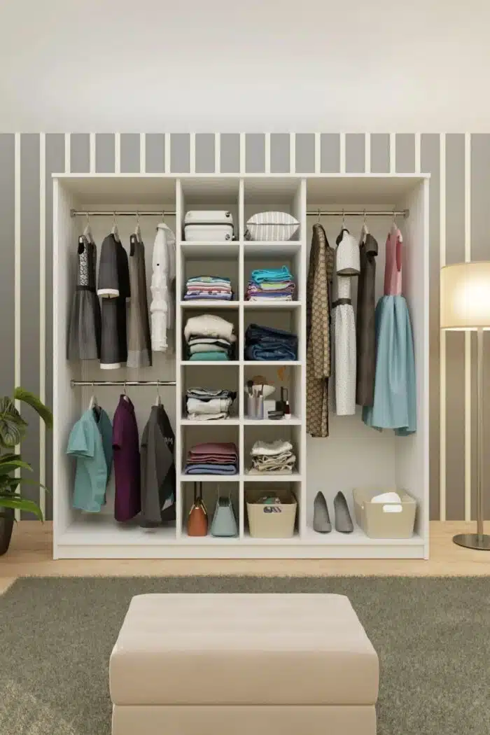 Armoire dressing 6 portes blanche avec poignées noires 180x200 cm (2)