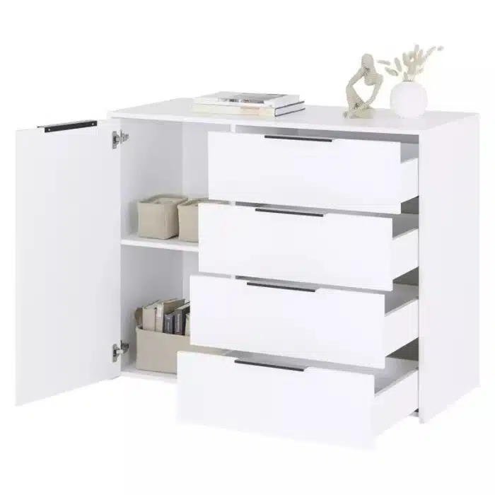 Commode blanche 1 porte et 4 tiroirs tunisie