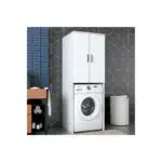 Meuble Machine à Laver 2 Portes et 2 Étagères Blanc (4)