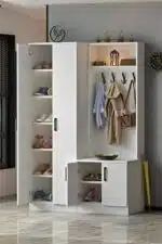 Porte manteau avec meuble à chaussures 4 portes rangement entrée moderne (5)
