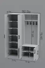 Porte manteau avec meuble à chaussures 4 portes rangement entrée moderne (7)