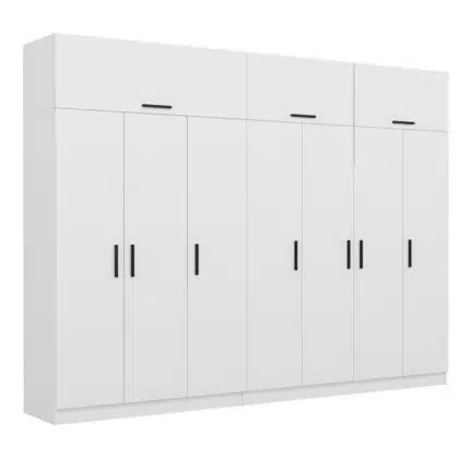 armoire dressing 7 portes blanche avec double penderie