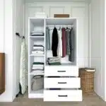 dressing armoire penderie 3 portes et 3 tiroirs blanche